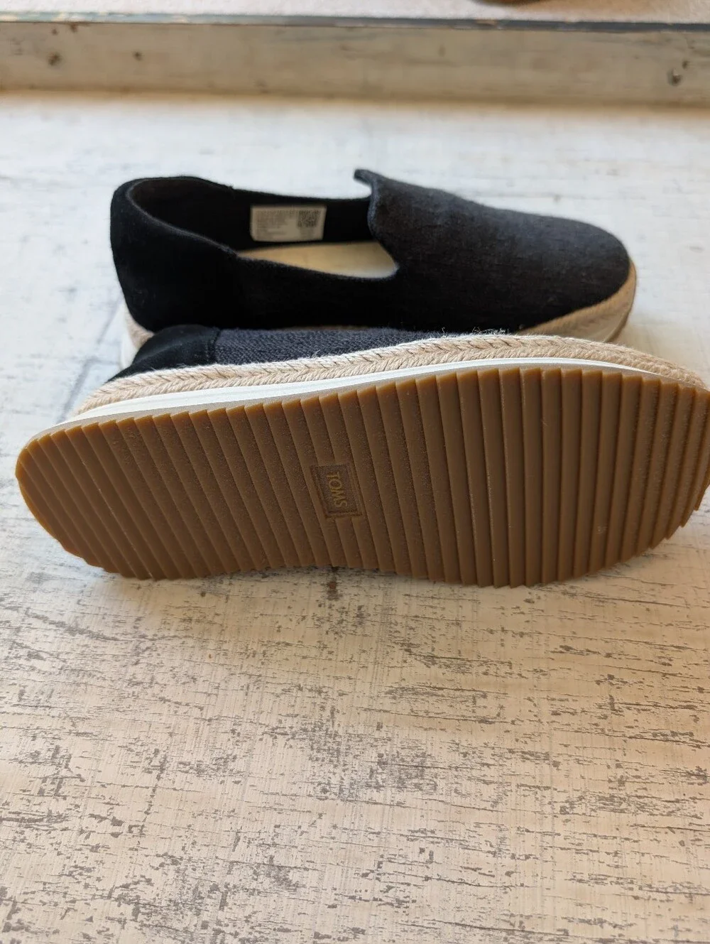 Toms Black Canvas Slip-On Espadrilles